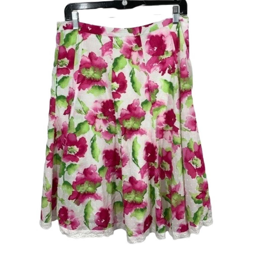 DRESSBARN Floral Print Lace Skirt Sz. 8 apple blossom festival